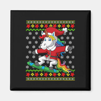 Snowboarder Unicorn Santa Snowboarden Weihnachten Magnet
