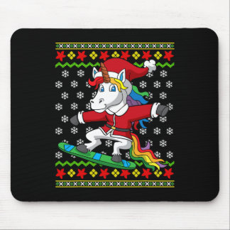 Snowboarder Unicorn Santa Snowboarden Weihnachten Mousepad