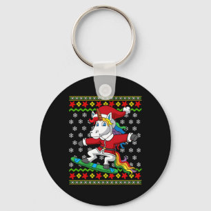 Snowboarder Unicorn Santa Snowboarden Weihnachten Schlüsselanhänger