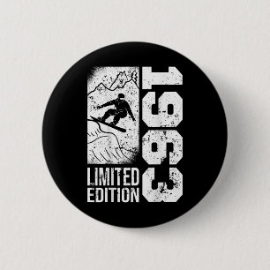 Snowboarder Vintage 1963 Geburtstag Snowboarding S Button