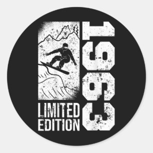Snowboarder Vintage 1963 Geburtstag Snowboarding S Runder Aufkleber