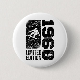 Snowboarder Vintage 1968 Geburtstag Snowboarding S Button