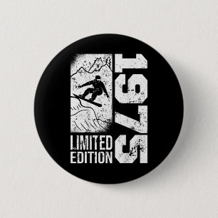 Snowboarder Vintage 1975 Geburtstag Snowboarding S Button