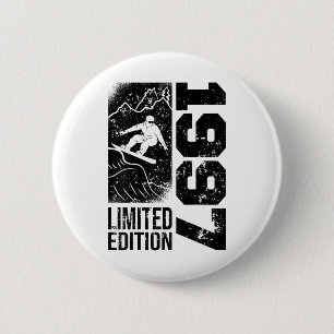 Snowboarder Vintage 1997 Geburtstag Snowboarding S Button