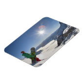 Snowboarder von der Bergspitze aus schauen Magnet (Linke Seite)