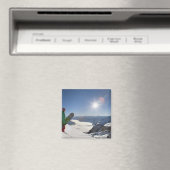 Snowboarder von der Bergspitze aus schauen Magnet (In Situ (Geschirrspüler))