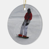 Snowboarder "Vorbereitungen zum Skifahren" Winters Keramikornament (Links)