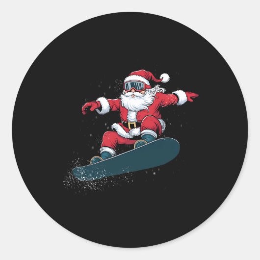Snowboarder Weihnachten Weihnachten Weihnachtsmann Runder Aufkleber (Vorderseite)