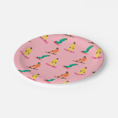 Snowboarder Winter Illustration Snowboard Pink Pappteller (Schrägansicht)