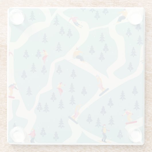 Snowboarder, Wintersportort, aktive Erholung. Glasuntersetzer (Rückseite)