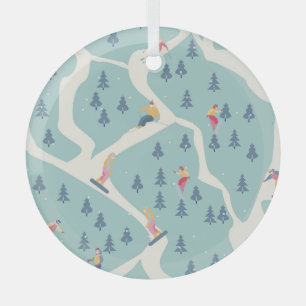 Snowboarder, Wintersportort, aktive Erholung. Ornament Aus Glas