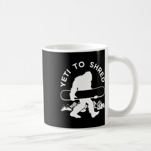 Snowboarder Yeti T Shirt Kaffeetasse (Rechts)