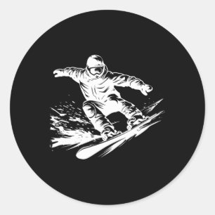 Snowboarder Zeichne Snowboarder-Piste Runder Aufkleber