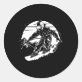 Snowboarder Zeichnend Snowboarder-Piste 2 Runder Aufkleber (Vorderseite)