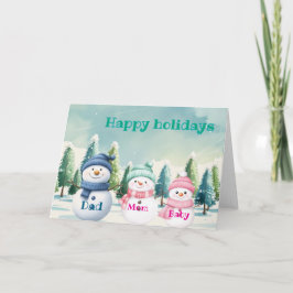 Snowboardfamilie personalisierter Urlaub Feiertagskarte