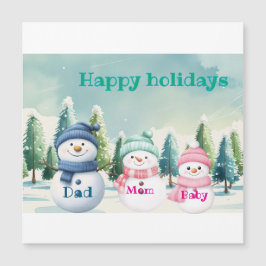 Snowboardfamilie personalisierter Urlaub Magnetkarte