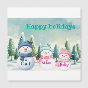 Snowboardfamilie personalisierter Urlaub Magnetkarte