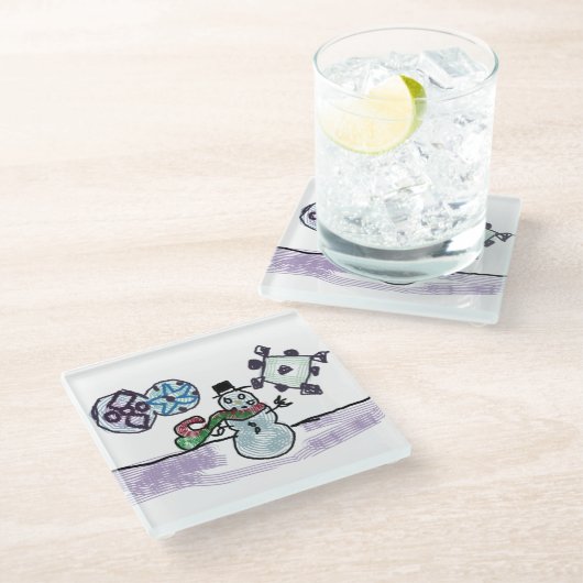 Snowboardfreude Glasuntersetzer (Schrägansicht)