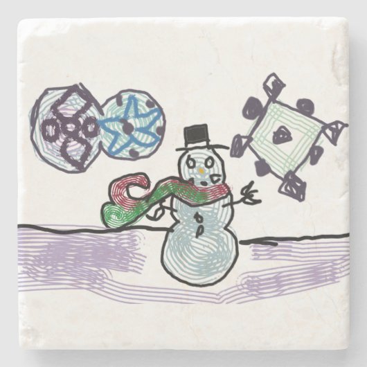 Snowboardfreude Steinuntersetzer (Vorderseite)