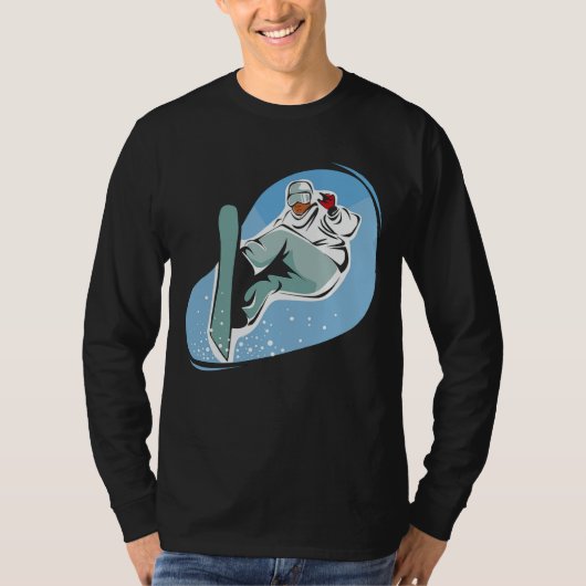 Snowboarding auf der grundlegenden langen Hülse T-Shirt (Vorderseite)