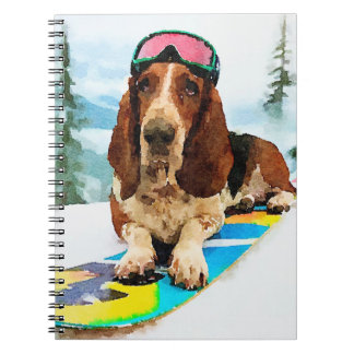 Snowboarding Basset hound Notizblock