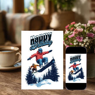 Snowboarding Birthday Cards Karte