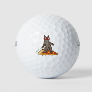 Snowboarding Cat on Pizza Golfball