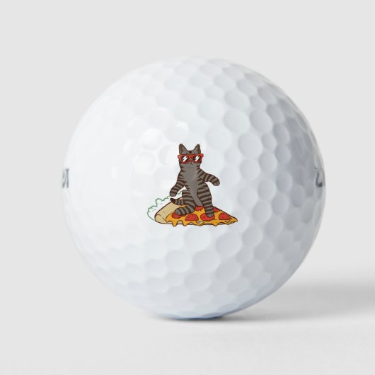 Snowboarding Cat on Pizza Golfball (Vorderseite)
