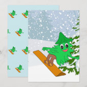 Snowboarding Christmas Tree Feiertagskarte (Vorne/Hinten)