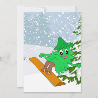 Snowboarding Christmas Tree Feiertagskarte