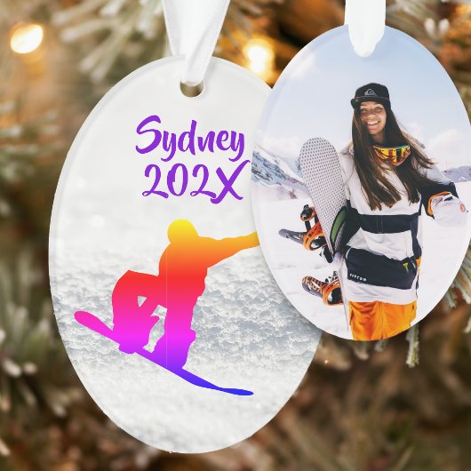 Snowboarding Female Foto Vorlage Oval Ornament