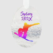 Snowboarding Female Foto Vorlage Oval Ornament (Vorderseite)