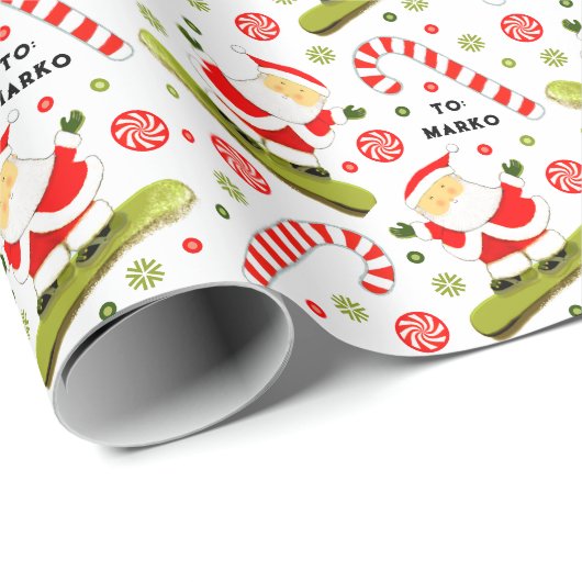 Snowboarding Holiday Geschenk Wrapping Pap Geschenkpapier (Rolleneckpunkt)