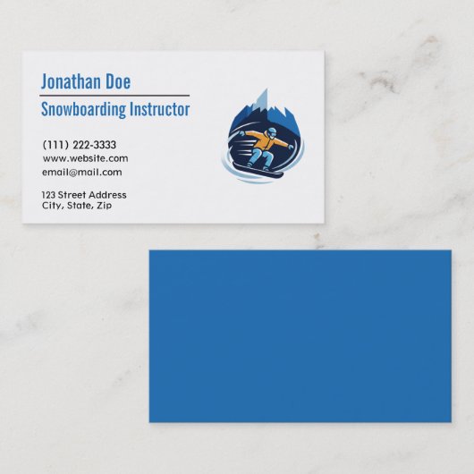 Snowboarding Instructor Business Card Visitenkarte (Vorne/Hinten)