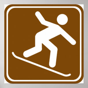 Snowboarding-Landstraßen-Zeichen Poster
