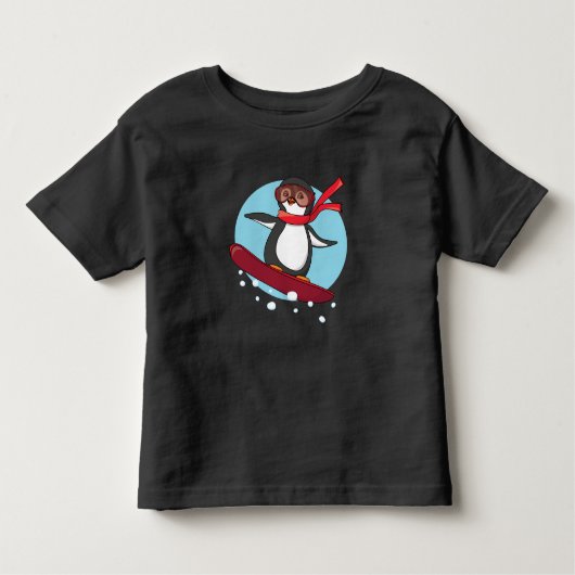 Snowboarding Penguin Kleinkind T-shirt (Vorderseite)