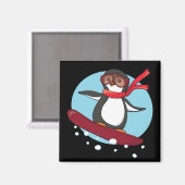 Snowboarding Penguin Magnet (Vorderseite/Rückseite)