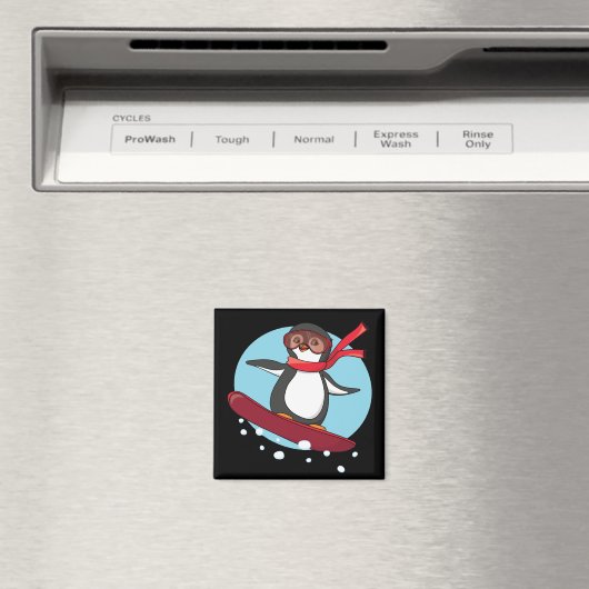 Snowboarding Penguin Magnet (In Situ (Geschirrspüler))