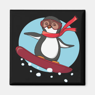 Snowboarding Penguin Magnet