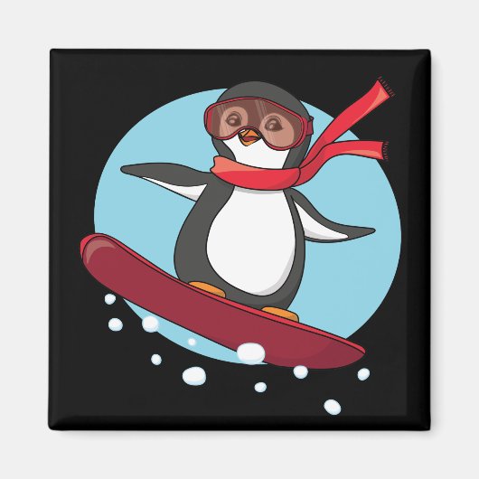 Snowboarding Penguin Magnet (Vorne)