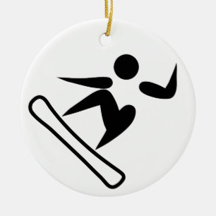 Snowboarding Pictograph Keramikornament