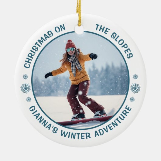 Snowboarding Polar Bear Custom Photo Keramik Ornament (Hinten)