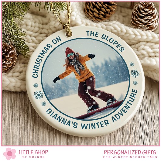 Snowboarding Polar Bear Custom Photo Keramik Ornament
