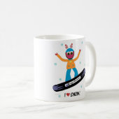 Snowboarding Puterbug "ich Liebe-Schnee-" Tasse (VorderseiteRechts)