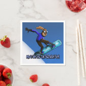 "Snowboarding Rabbit Birthday" Papier Napkin Serviette (Beispiel)