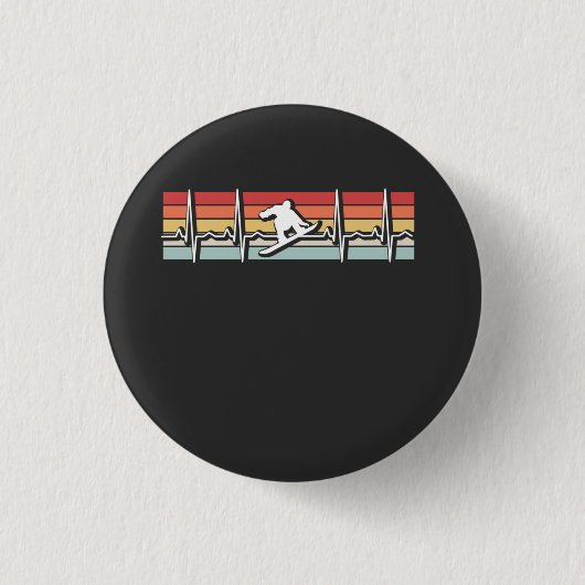 Snowboarding Retro Heartbeat Button (Vorderseite)
