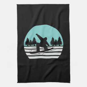 Snowboarding Retro Vintag Geschirrtuch