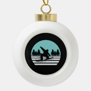 Snowboarding Retro Vintag Keramik Kugel-Ornament