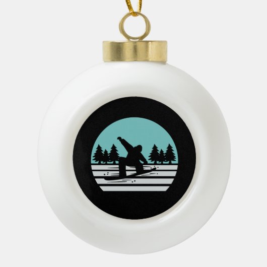 Snowboarding Retro Vintag Keramik Kugel-Ornament (Vorderseite)