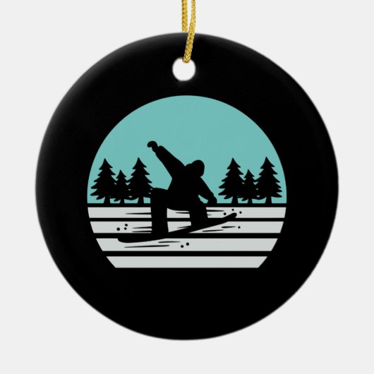 Snowboarding Retro Vintag Keramik Ornament (Vorne)
